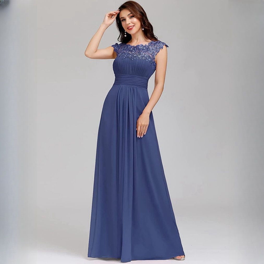 Elegant Floor Length Chiffon Empire Waist Evening Gown  Bridesmaid Long Dresses